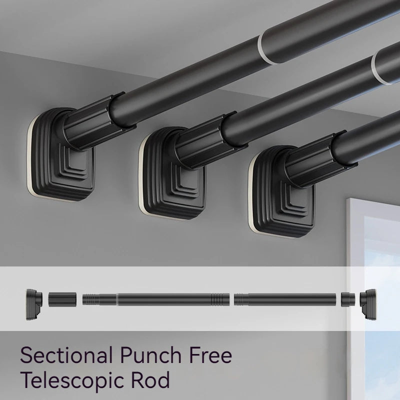 Punch-Free Telescopic Rod – Adjustable Stainless Steel Curtain & Drying Pole (Up to 2.7m)