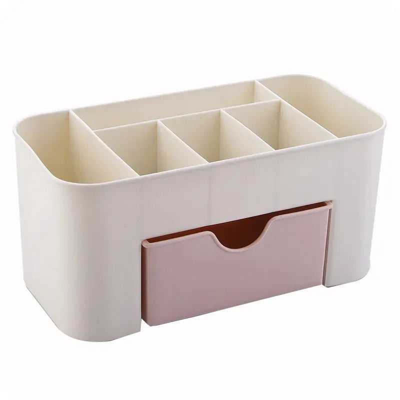Compact Makeup Organizer with Drawer – Cotton Pad & Beauty Tool Storage Box