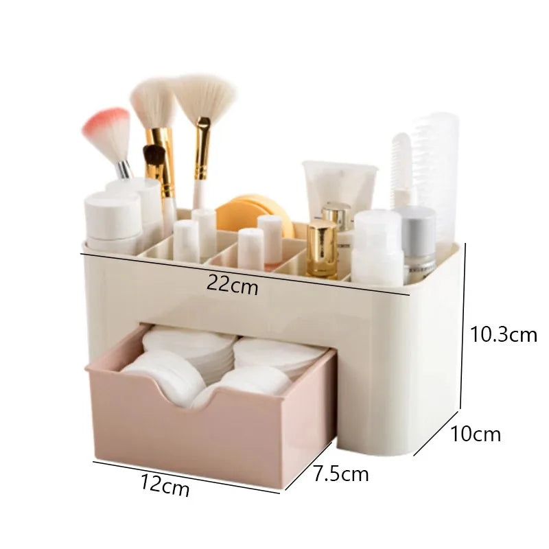 Compact Makeup Organizer with Drawer – Cotton Pad & Beauty Tool Storage Box