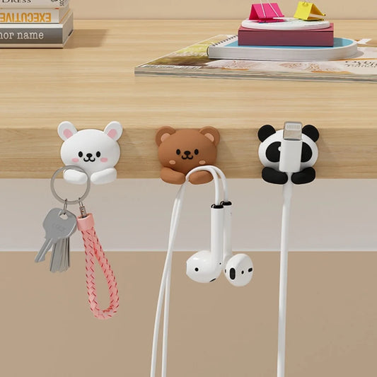 Cute Animal Cable Organizer Clips – Self-Adhesive Desktop Cord Holders