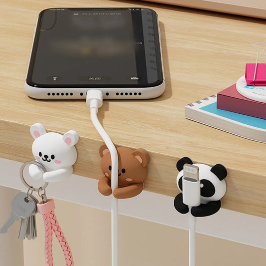 Cute Animal Cable Organizer Clips – Self-Adhesive Desktop Cord Holders