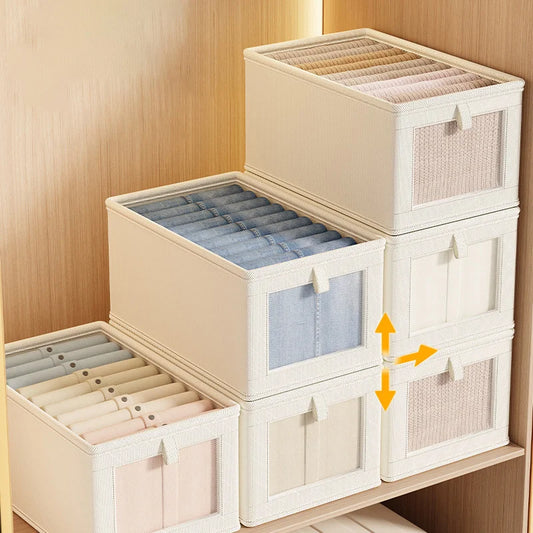 Foldable Clothes Storage Box with Lid – Dustproof Fabric Wardrobe Organizer