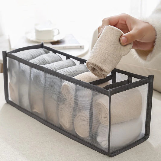 Foldable Mesh Drawer Organizer – Closet Divider Storage Box for Underwear, Socks, Bras, and More