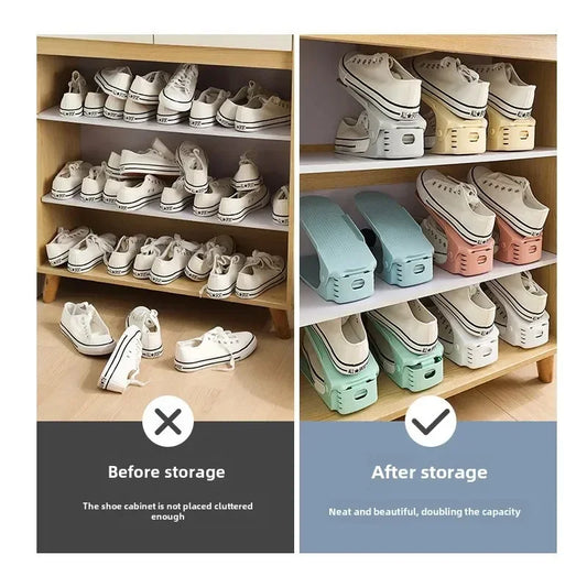 Adjustable Shoe Stacker Organizer – Double Deck Space Saver (10-Pack)