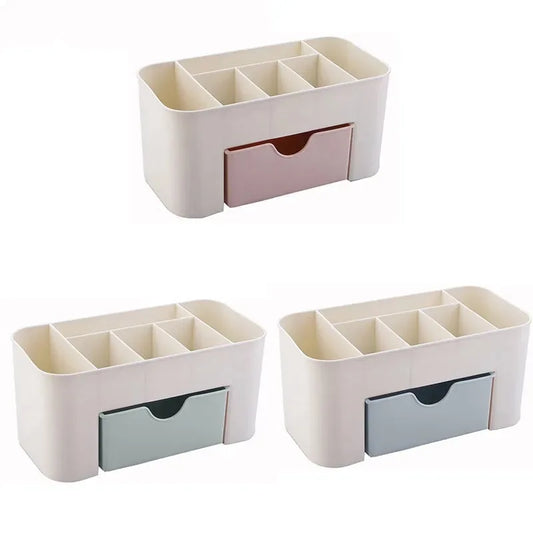 Compact Makeup Organizer with Drawer – Cotton Pad & Beauty Tool Storage Box