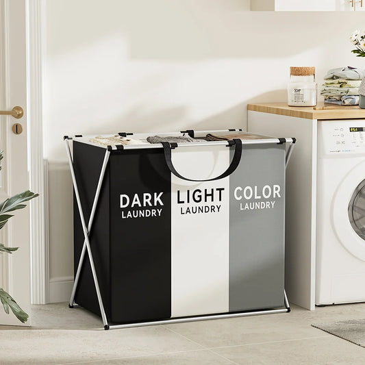 Large Foldable Laundry Hamper – 1, 2, or 3 Section Oxford Cloth Divided Washing Bin