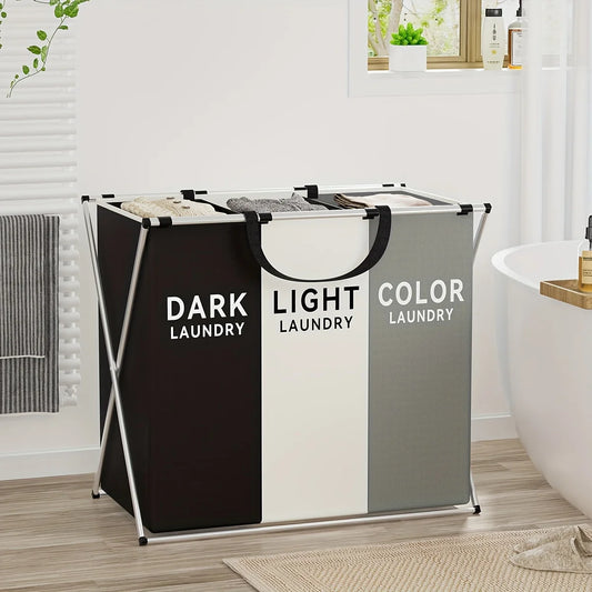 Large Foldable Laundry Hamper – 1, 2, or 3 Section Oxford Cloth Divided Washing Bin